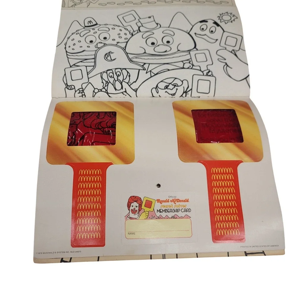 1979 Ronald McDonald Secret Solver‎ Coloring Calendar Kit Certificate of Merit